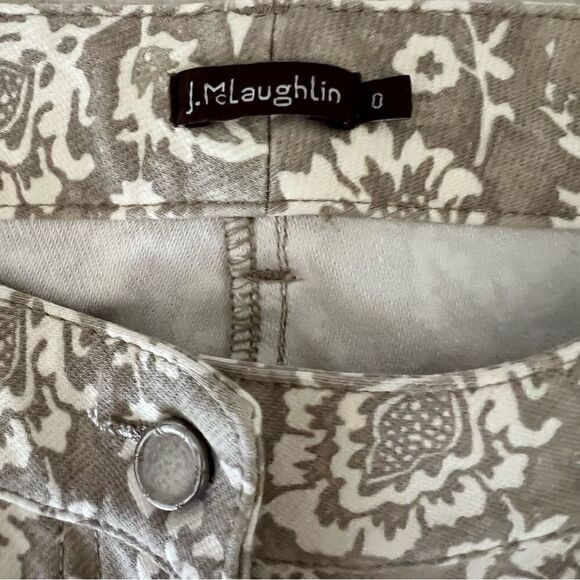 J. McLaughlin Grey + White Floral Print Stretch Skinny Jeans Size 0 - Picture 5 of 7